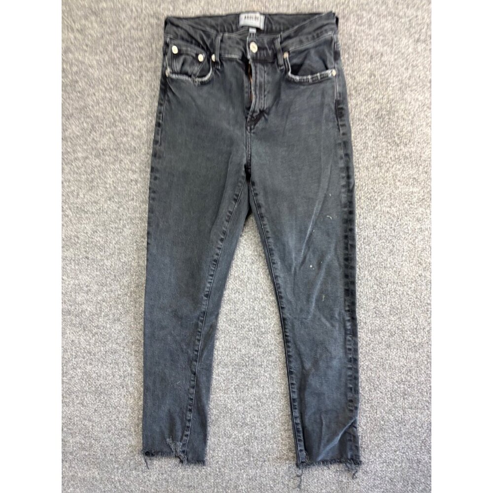 Agolde Skinny Jeans Women's 25 Black Denim Ankle Stretch‎ Organic Cotton Raw Hem